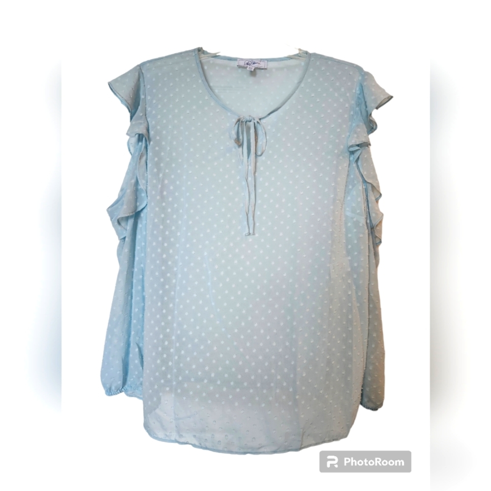 LIBBY EDELMAN size XXL cold shoulder, sheer blouse.